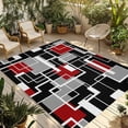thumbnail image 1 of Red Black Geometric Outdoor Rug for Patio/Deck/Porch, Non-Slip Large Area Rug 4 x 6 Ft, Modern Color Block Abstract Indoor Outdoor Rugs Washable Area Rugs, Reversible Camping Rug Carpet Runner, 1 of 8