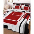 thumbnail image 1 of Red Black Geometric Queen Size Down Alternative Comforter, Lightweight Comforter Quilt Bedding Set with Pillow Shams Contemporary Gray Abstract Stripes All Seasons Bed Comforter Duvet Insert 90"x96", 1 of 7