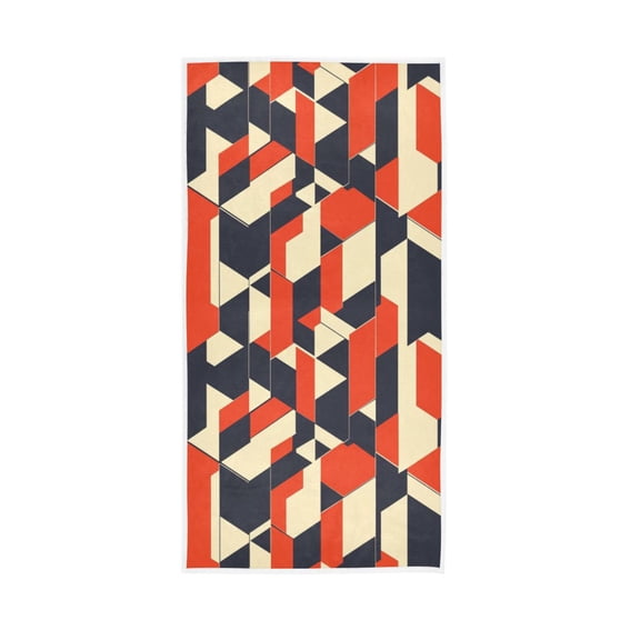 Red Black Geometric Shape Face Towel Absorbent Hand Towels Bath Sport Gym