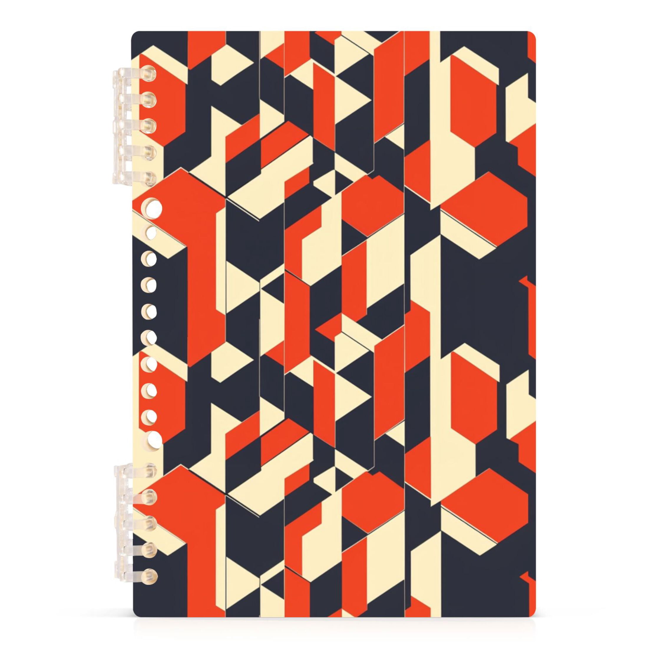 Red Black Geometric Shape Lined Spiral Journal Notebook 60 Pages A5 ...