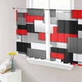thumbnail image 1 of Red Black Geometric Sheer Curtains 45 Inch Length 2 Panels Set, Modern Abstract Art Block Voile Window Treatment Rod Pocket Small Kitchen Curtains Drapes for Bedroom 52"x45"x2, 1 of 7