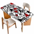 thumbnail image 1 of Red Black Geometric Table Cloths for 6 Foot Rectangle Tables, Abstract Art Modern Line Patio Waterproof Elastic Fitted Tablecloths, Washable Rectangular Table Cover for Camping, 1 of 8