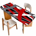 thumbnail image 1 of Red Black Geometric Table Cloths for 8 Foot Rectangle Tables, Modern Art Abstract Grey Line Patio Waterproof Elastic Fitted Tablecloths, Washable Rectangular Table Cover for Camping, 1 of 8