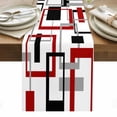 thumbnail image 1 of Red Black Geometric Table Runner - 60 Inch Long, Kitchen Dining Table Runner Dresser Scarves, Farmhouse Minimalist Abstract Art Farmhouse Decor for Coffee Tables Wedding Party Banquet, 1 of 8
