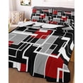 thumbnail image 1 of Red Black Geometric Twin XL Size Down Alternative Comforter, Lightweight Comforter Quilt Bedding Set with Pillow Shams Modern Color Block Abstract All Seasons Bed Comforter Duvet Insert 68"x98", 1 of 7