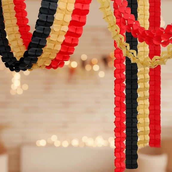 Red-Black Gold Party-Decorations Streamers Garland - 12pcs Casino-Theme Paper Streamer, Game Night Wedding Birthday Bridal Shower Banners Decor