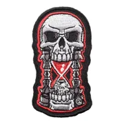 Red & Black Gothic Hourglass Skull, Death Patches, Fabric, Manufactured by PatchStop