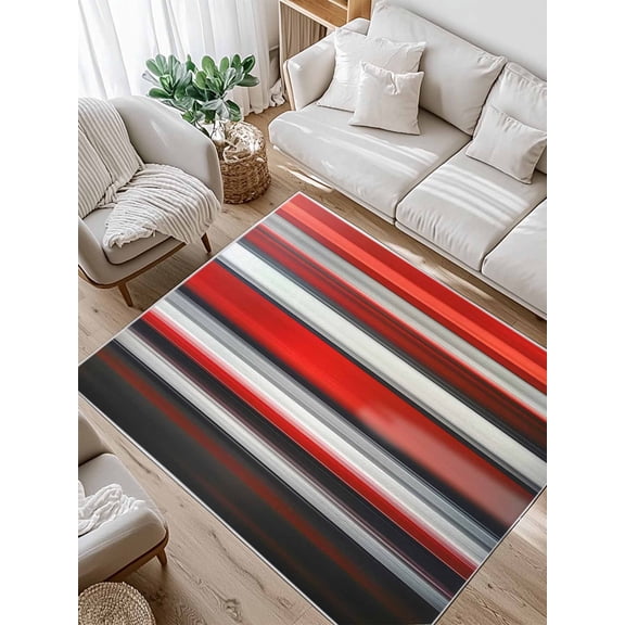 Red Black Gradient Area Rug for Bedroom 5x7 Ft Geometric Strip Modern Abstract Super Soft fuzzy Throw Rug Non-Slip Fluffy Plush Indoor Floor Carpet for Living Room Nursery Home Decor