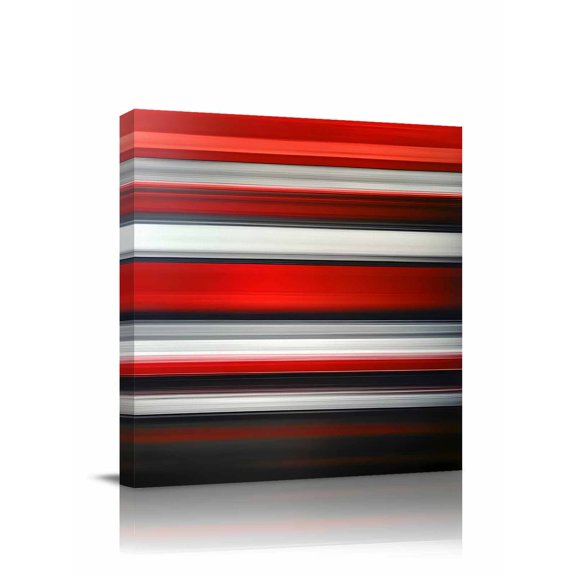 Red Black Gradient Canvas Wall Art, Geometric Strip Modern Abstract Framed Wall Decor Modern Artwork Prints Painting for Living Room, Bedroom, Kitchen & Cafe Decor 8x8 Inch