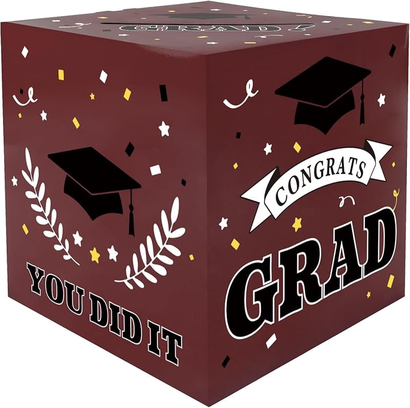 Letter Grad Gift Red Black Graduation Card Box Holder 2025, Graduation Party Table ...
