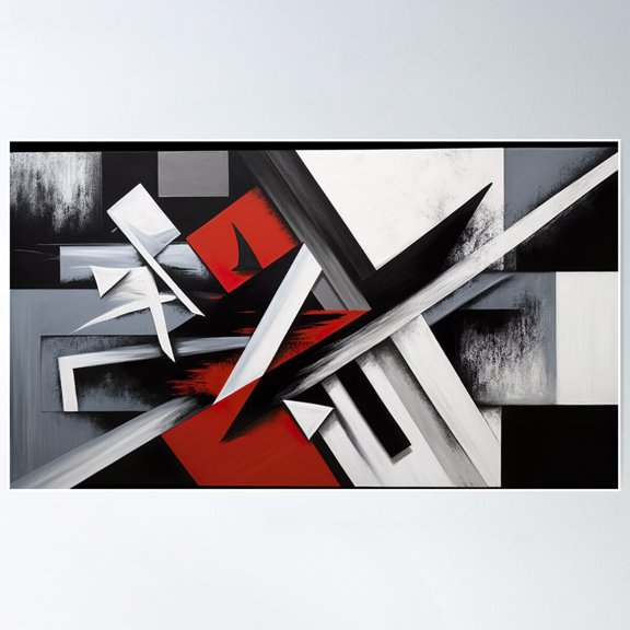 Red Black Gray Abstract Pastel Art Modern Painting Poster Wall Art, Modern Wall Decor For Living Room Bedroom, 24x36 UNFRAMED