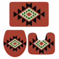 thumbnail image 1 of Red Black Green Boho Bath Mat 3 Piece Bathroom Rug Set, Farmhouse Vintage Abstract Geometric Non Slip Bath Rug Contour Mat and Toilet Lid Cover, Absorbent Shower Mats Soft Bath Rugs and Mats Sets, 1 of 8