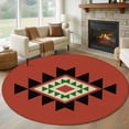 thumbnail image 1 of Red Black Green Boho Round Area Rug 7 FT,Non Slip Living Room Area Carpet,Farmhouse Vintage Abstract Geometric Washable Soft Circular Rug Floor Carpet for Bedside Office Play Room Classroom, 1 of 9