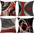 thumbnail image 1 of Red Black Grey Abstract Throw Pillow Cover, 18 x 18 Red and Black Pillow Covers, Modern Geometric Decorative Throw Cushion Cover for Bedroom Couch Sofa Living Room Decor Set of 4, 1 of 6
