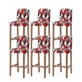 thumbnail image 1 of Red Black Grey Bar Stool Covers Set of 6, Moire Modern Artwork Abstract Stretch Washable Bar Chair Covers with Backs, Removable Pub Counter Height Chair Cover for Kitchen Dining Room Cafe, 1 of 7