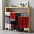 thumbnail image 1 of Red Black Grey Geometric Cabinet Curtain 35"Wx35"L, Dustproof Under Sink Skirt with Self Adhesive Tape, Abstract Modern Irregular Cabinet Curtain Cover for Kitchen Sink, Bathroom Vanity, Laundry Room, 1 of 9