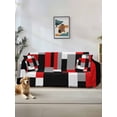 thumbnail image 1 of Red Black Grey Geometric Couch Cover for 2 Cushion Couch, Modern Abstract Art Luxury Washable Love Seat Sofa Covers Slipcover, Throw Sofa Covers for Pets, Furniture Protector 71"x102", 1 of 9