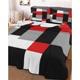 thumbnail image 1 of Red Black Grey Geometric Full Size Down Alternative Comforter, Lightweight Comforter Quilt Bedding Set with Pillow Shams Modern Abstract Art Luxury All Seasons Bed Comforter Duvet Insert 78"x90", 1 of 7