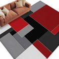 thumbnail image 1 of Red Black Grey Geometric Large Area Rugs for Bedroom Living Room, Soft Non Slip Carpet Bedside Rug, Abstract Modern Irregular Rectangular Floor Cover Kitchen Accent Rug 5'x7' for Dining Room/Office, 1 of 9