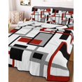 thumbnail image 1 of Red Black Grey Geometric Queen Size Down Alternative Comforter,Lightweight Comforter Quilt Bedding Set with Pillow Shams Middle Century Modern Abstract Art Bed Comforter Duvet Insert 90"x96", 1 of 7