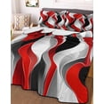 thumbnail image 1 of Red Black Grey King Size Down Alternative Comforter, Lightweight Comforter Quilt Bedding Set with Pillow Shams Moire Modern Artwork Abstract All Seasons Bed Comforter Duvet Insert 96"x106", 1 of 7