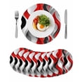 thumbnail image 1 of Red Black Grey Round 15 Inch Placemats Set of 8, Moire Modern Artwork Abstract HeatResistant Non Slip Place Mats for Dining Table, Wipeable Braided Kitchen Table Mats for Housewarming, 1 of 9