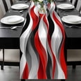 thumbnail image 1 of Red Black Grey Table Runner 120 Inches Long, Moire Modern Artwork Abstract Kitchen Coffee Dining Table Decoration for Home Party Birthday Wedding Home Decor 13x120 Inches, 1 of 8