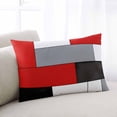 thumbnail image 1 of Red Black Grey Throw Pillow Cover, Pillowcase Protectors with Zipper, Breathable Decorative Lumbar Pillow Case Cover, Modern Irregular Geometric Abstract Pillow Shams for Couch Sofa 12x20Inch, 1 of 8