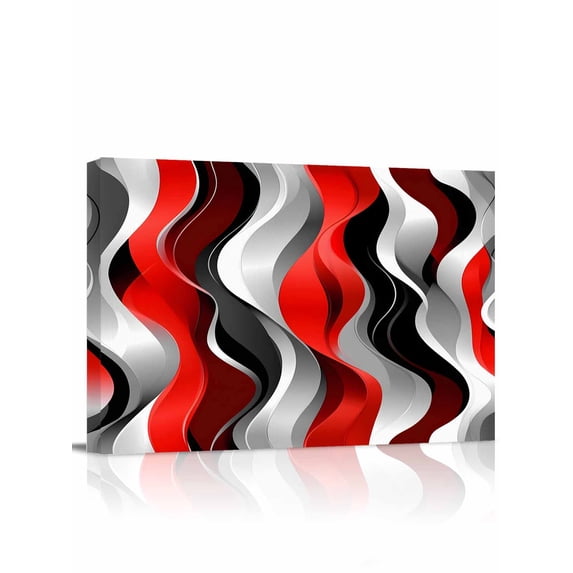 Red Black Grey Wall Art for Living Room,Canvas Picture Wall Decor for Bathroom Bedroom,Geometric Moire Artwork Modern Abstract Painting Artwork for Office Kitchen Hallway Dining Room Decor 16"x20"