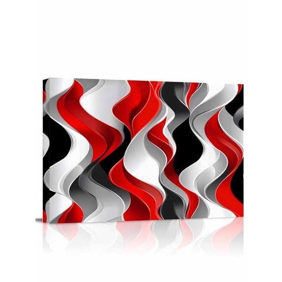 Red Black Grey Wall Art for Living Room, Canvas Picture Wall Decor for Bathroom Bedroom, Moire Modern Artwork Abstract Painting Artwork for Office Kitchen Hallway Dining Room Home Decorations 16"x20"