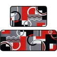 thumbnail image 1 of Red Black Grey White Kitchen Rug Set of 2, Modern Abstract Kitchen Floor Mat Rugs Carpet- Geometric Black White Red Kitchen Decor and Accessories Home Decoration- 17x30 and 17x47 Inch, 1 of 6