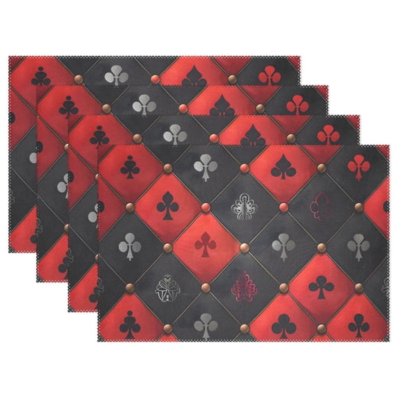 Red Black Grids 12×18 inch Placemats Heat Resistant Washable Foldable Rectangular Placemats Set Decoration Indoor Outdoor for Kitchen Dining Table 4PCs