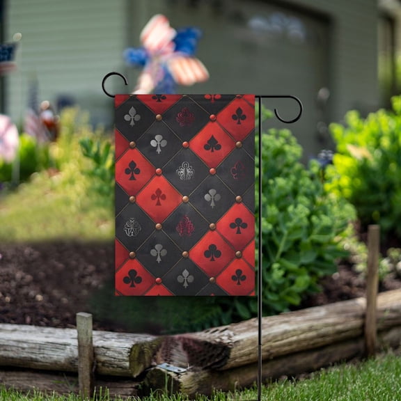 Red Black Grids Garden Flag Double Sided Outdoor Banners for Courtyard Outdoor Lawn Farmhouse Holiday Decorations