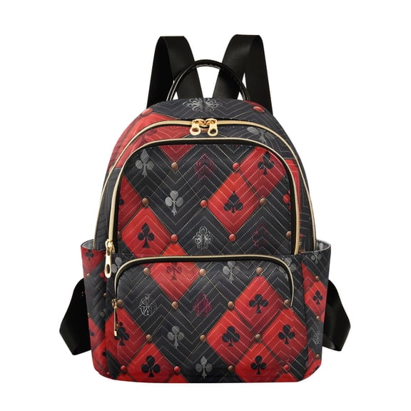 Red Black Grids Travel Laptop Backpack Casual Daypack Lightweight Bookbag Compartment for Business