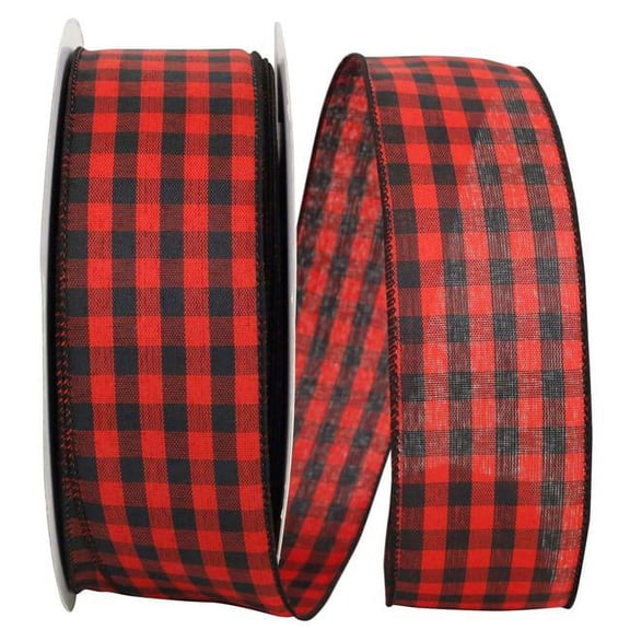 Red & Black Hilltop Cabin Buffalo Check Plaid Wired Ribbon