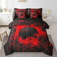 thumbnail image 1 of Red Black Honeycomb Bed in a Bag Twin,Basketball Comforter Set 7 Pieces Children Teens,Modern Geometric Hexagon Bedding Sets,Classic Sports Theme Sheet Set with Comforter, 1 of 5