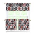 thumbnail image 1 of Red and Black Honeycomb Grid 3-Piece Kitchen Curtains Set Kitchen Curtains Sets with Valance for Windows Rod Pocket Machine Washable Kitchen Decor(54"x18"+2x27.5"x24"), 1 of 6