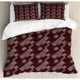 thumbnail image 1 of Red and Black King Size Duvet Cover Set, Geometric Rectangle Frames Retro Patterns Polka Dots and Houndstooth, Decorative 3 Piece Bedding Set with 2 Pillow Shams, Black White Scarlet, by Ambesonne, 1 of 3