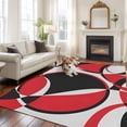 thumbnail image 1 of Red Black Large Area Rugs 5x8 ft Abstract Grey Black Red Round Grey Texture Washable Rug Non Slip Indoor Carpet Absorbent Floor Mat for Living Room Bedroom Dining Room, 1 of 9