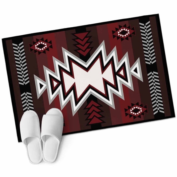 Red Black Large Area Rugs for Bedroom Living Room, Soft Non Slip Carpet Bedside Rug, Southwest Geometric Aztec Farmhouse Tribal Rectangular Floor Cover Kitchen Accent Rug 2'x3' for Dining Room/Office