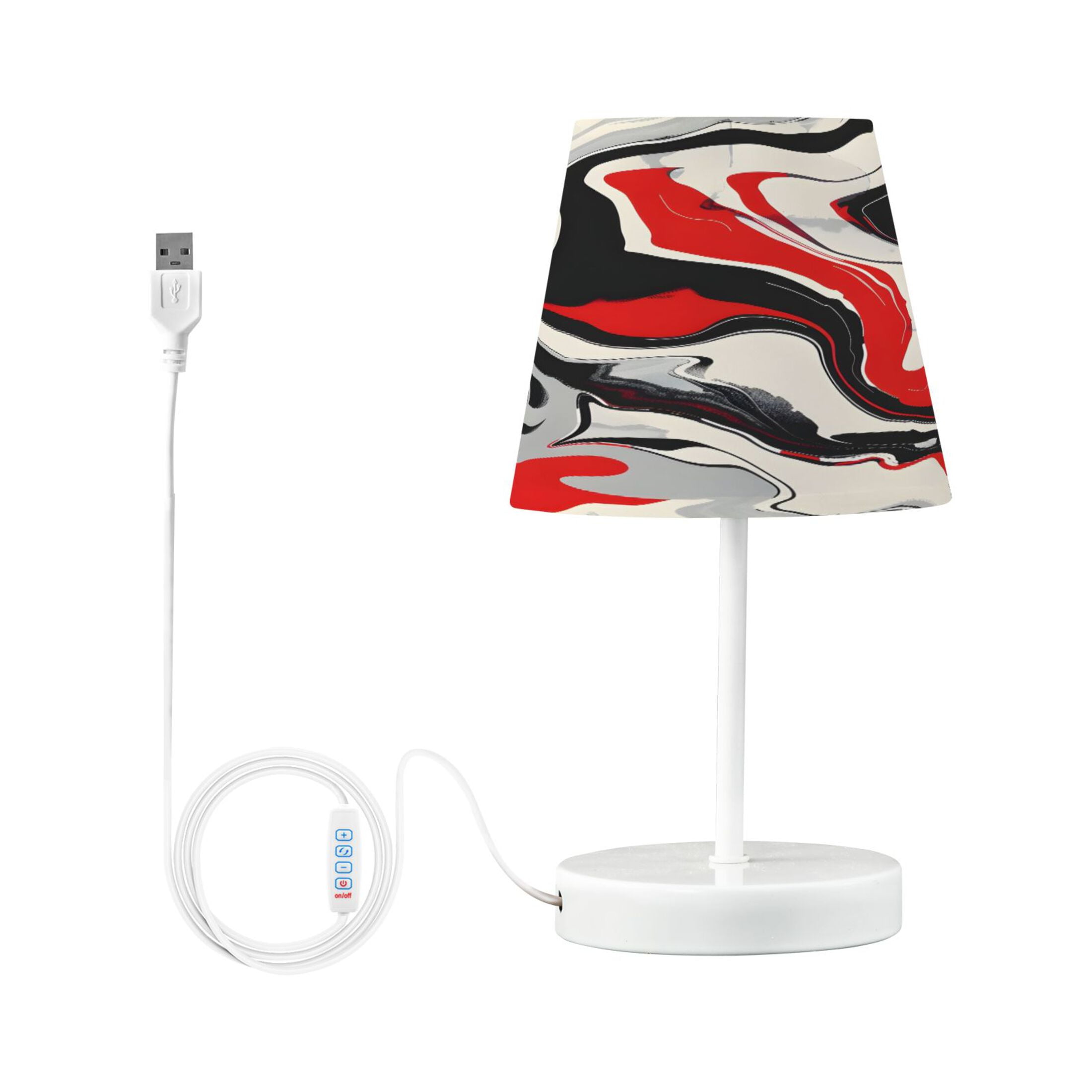 Red Black Liquid Marble Desk Lamp LED Table Nightstand Lamps with 3 Color Temperatures for Home Bedroom Living Room Decor 8x12