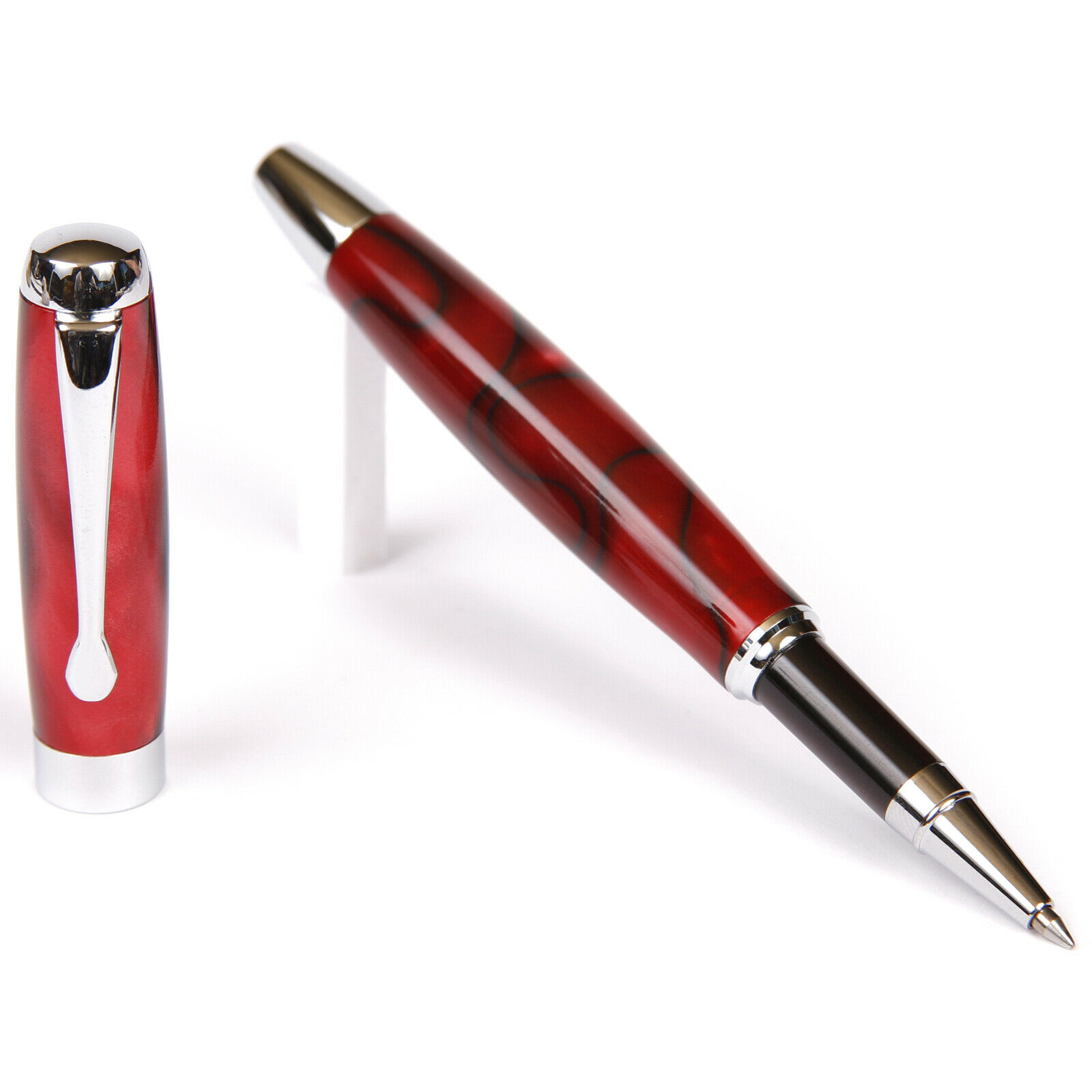 Red & Black Marbleized Gloss Body, Tuscany Rollerball Pen (Black Ink, Medium Tip 0.7 MM)