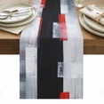 thumbnail image 1 of Red Black Modern Table Runner - 36 Inch Long, Kitchen Dining Table Runner Dresser Scarves, Abstract Oil Painting Geometric Artwork Farmhouse Decor for Coffee Tables Wedding Party Banquet, 1 of 8