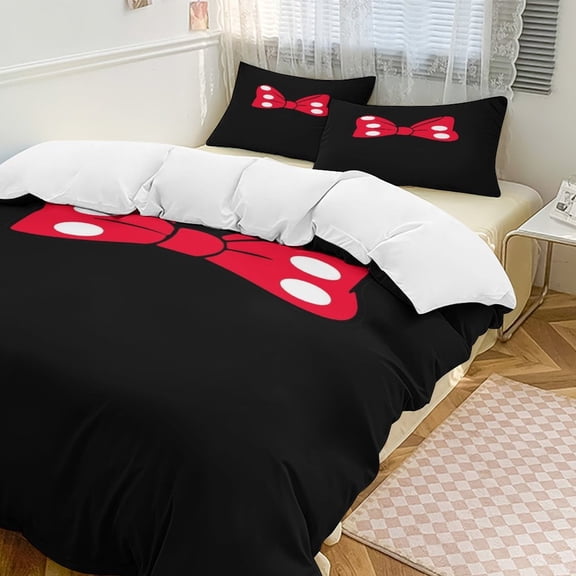 Red Black Mouse Bedding Set Duvet Cover Couple Bedclothes Pillowcase Customized Home Textiles Bed Set for Queen Size