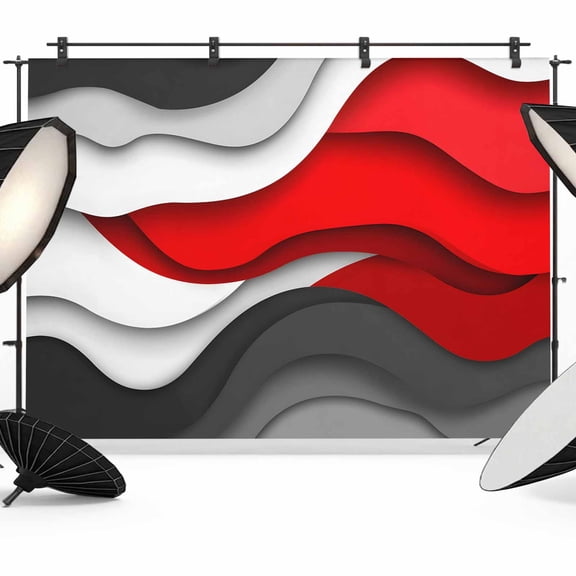 Red Black Ombre Backdrop for Photography,Fabric Photo Background Backdrop,Modern Abstract Aesthetics Geometric Moire Photo Booth Background for Portrait Photoshoot Video Wedding Banner 7x5ft