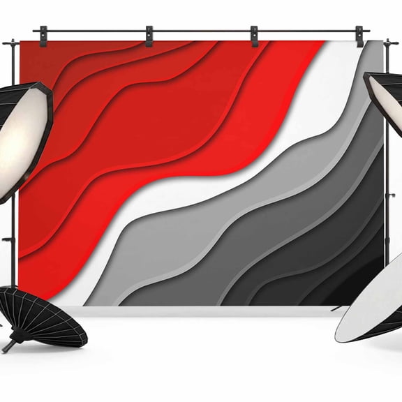 Red Black Ombre Backdrop for Photography,Fabric Photo Background Backdrop,Modern Geometric Abstract Aesthetics Cream Photo Booth Background for Portrait Photoshoot Video Wedding Banner 10x8ft