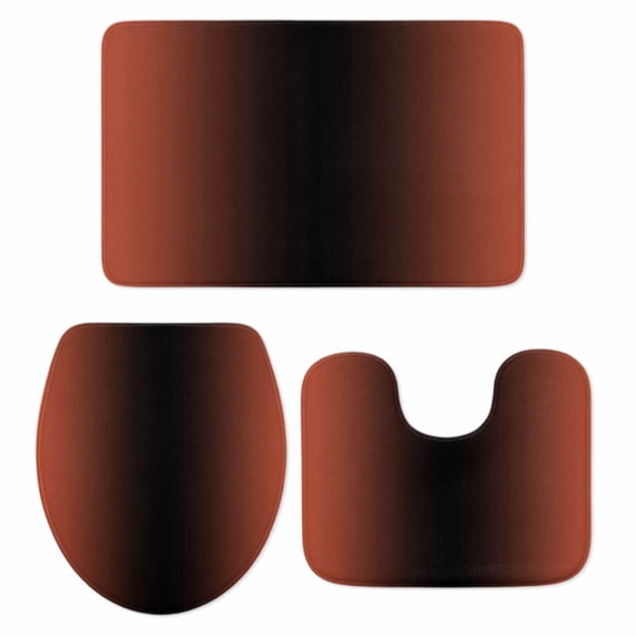 Red Black Ombre Bath Mat 3 Piece Bathroom Rug Set, Modern Gradient Abstract Art Non Slip Bath Rug Contour Mat and Toilet Lid Cover, Absorbent Shower Mats Soft Bath Rugs and Mats Sets