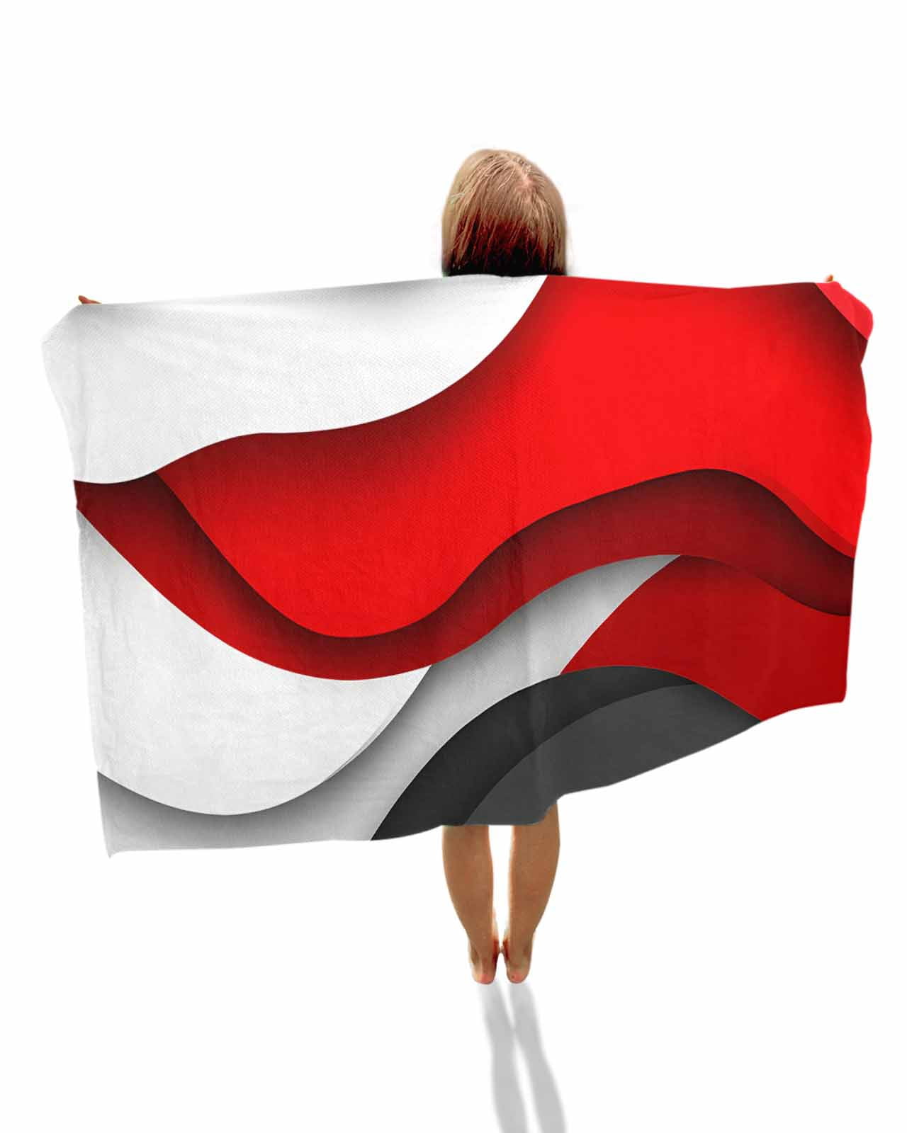 Red Black Ombre Beach Towels Oversized Super Absorbent,Modern Abstract Aesthetics Geometric Moire Lightweight Bath Towel Quick Dry Sets For Bathroom/Pool/Rv Camping/Beach Play/Gym Room/Picnic 31"x62"