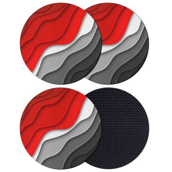 Red Black Ombre Coasters Set of 4,Soft Absorbent Coasters for Drinks,Modern Geometric Abstract Aesthetics Cream Non-Slip Cup Coaster Mat with Rubber Bottom for Home Kitchen Coffee Bar Table Decor 4"