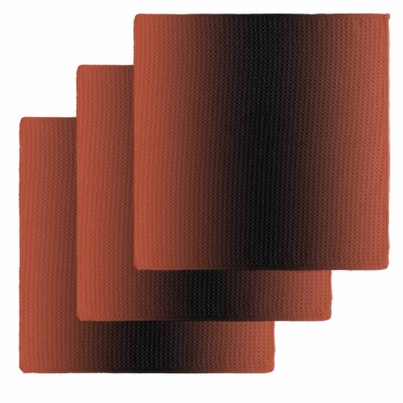 Red Black Ombre Dish Towels Set, Waffle Weave Kitchen Towels 3 Pieces, Modern Gradient Abstract Art Microfiber Hair Face Bath Tea Towel Absorbent Quick Drying Cleaning Dish Cloths, 12"x12"